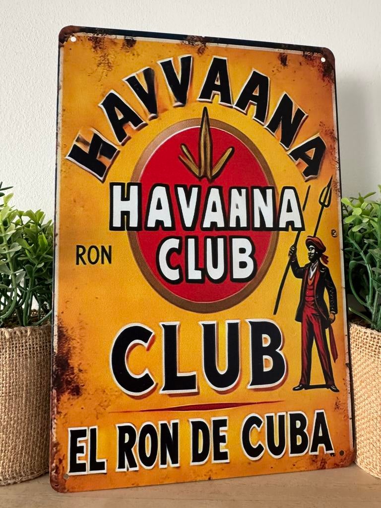 Metalen reclamebord Havana Club, Verzamelen, Ophalen of Verzenden, Nieuw, Reclamebord