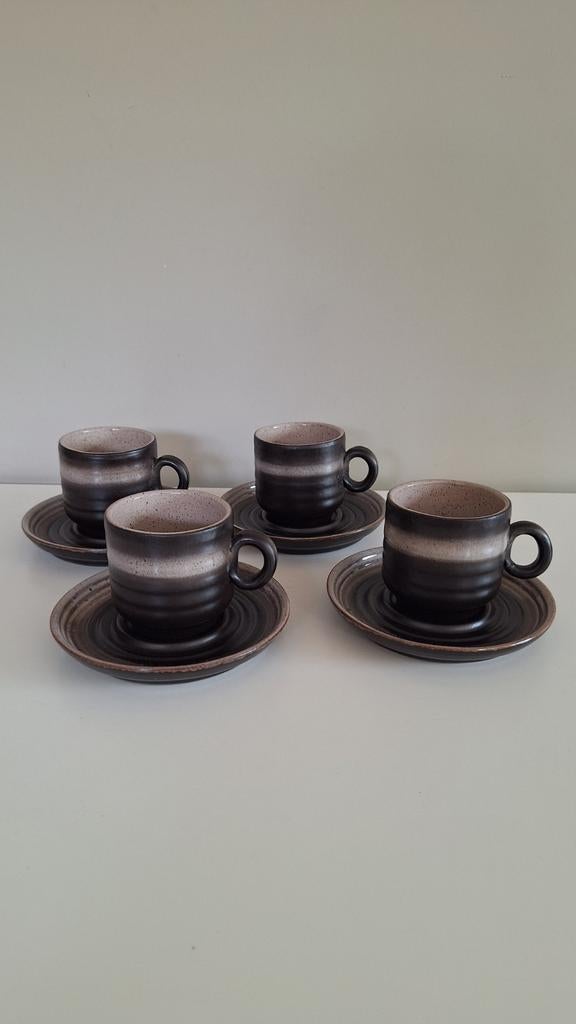 Prachtige set grof vintage koffietassen met ondertas, Enlèvement ou Envoi