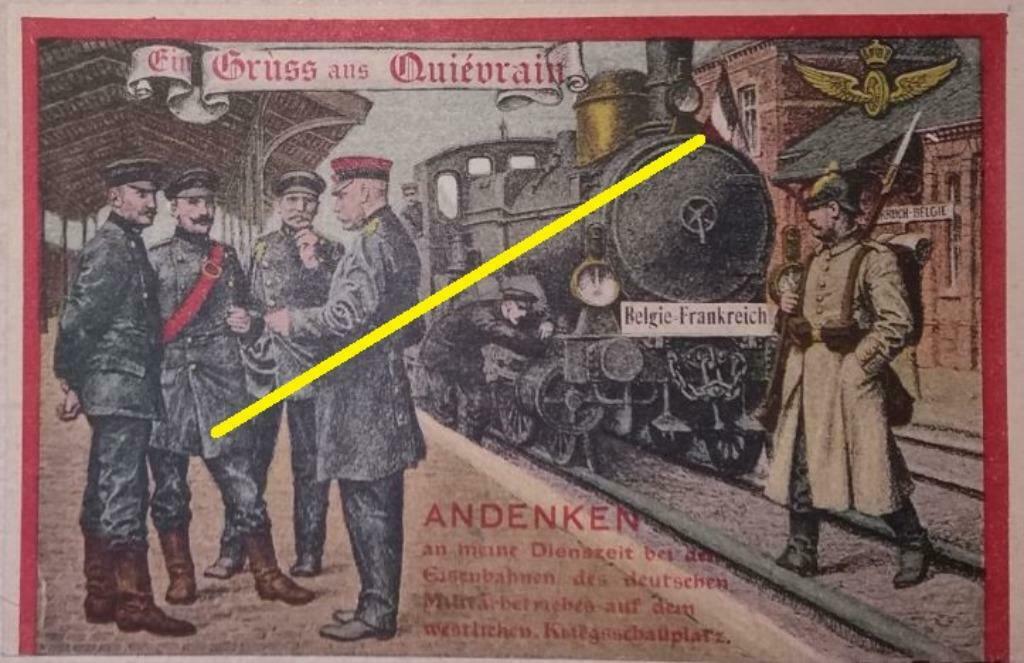 Carte Postale allemande Quiévrain gare avec train, Verzamelen, Ophalen of Verzenden, Voor 1920, Ongelopen, Henegouwen