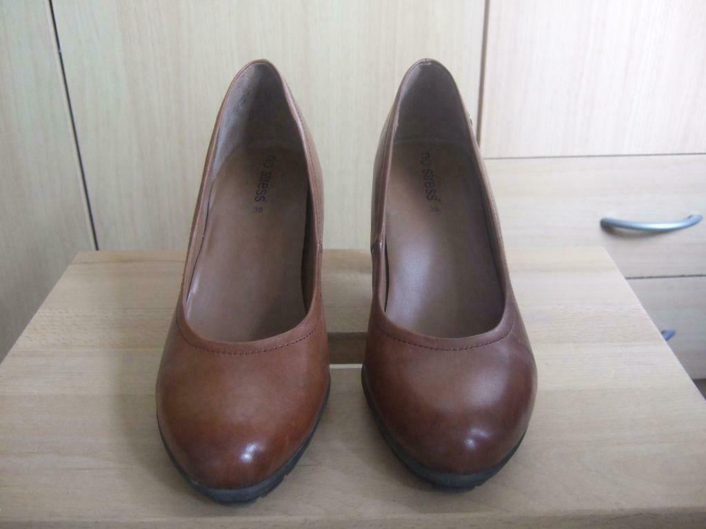 No Stress pointure 38 chaussure à talon 7,5 cm cuir, Comme neuf, Brun, Escarpins