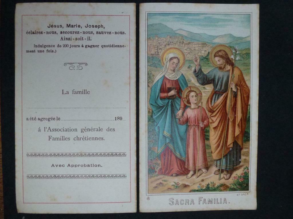 oud bidprentje Sacra familia ( 19de eeuw ), Verzamelen, Verzenden, Bidprentje