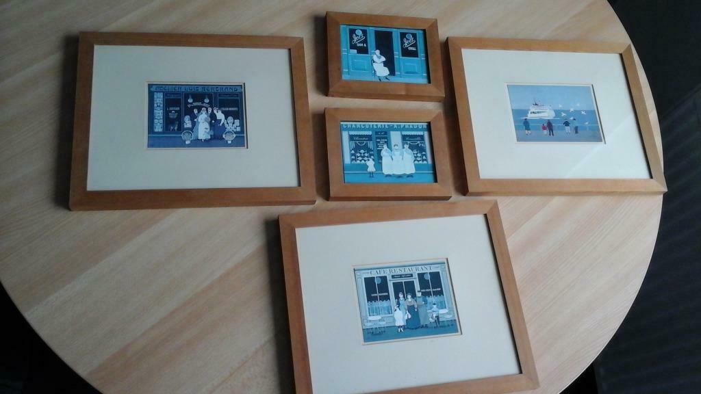 lot de 5 cadres "collections nouvelles images Paris"  vintag, Enlèvement ou Envoi, Comme neuf, Bois