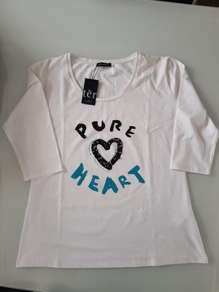 XL gecentreerde witte t-shirt 3/4 mouw Tèr de Caractère, Kleding | Dames, Wit, Maat 46/48 (XL) of groter, Nieuw, Ophalen of Verzenden