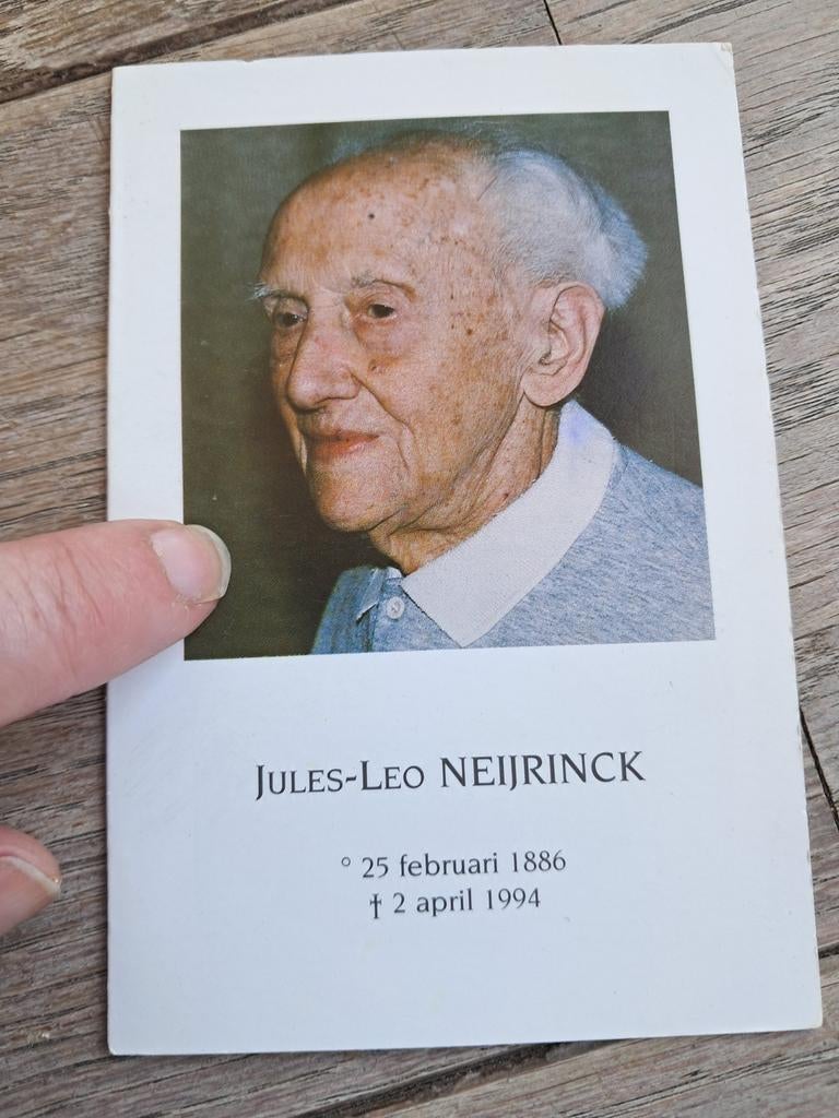 Bp 108-jarige, Neijrinck 1886-1994, Izegem, Verzamelen, Bidprentjes en Rouwkaarten, Ophalen of Verzenden
