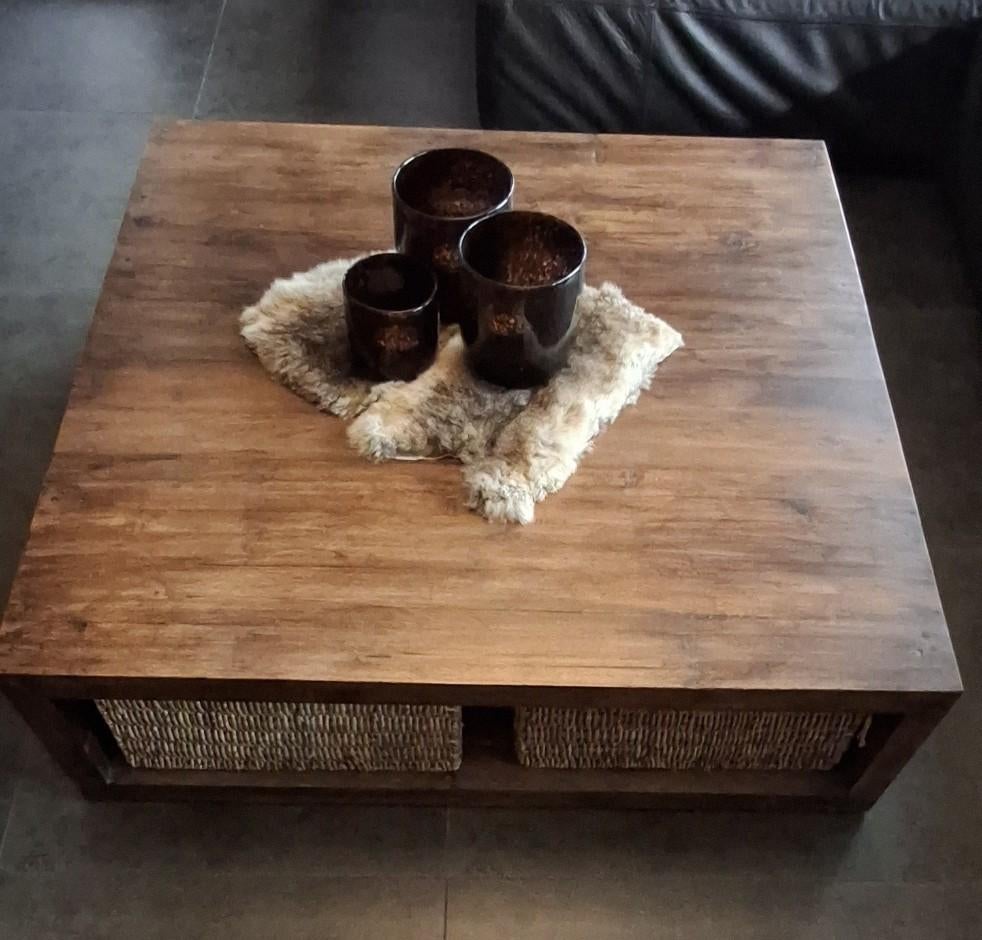 TEAK HOUTEN SALONTAFEL, Huis en Inrichting, Tafels | Salontafels, Ophalen, Gebruikt, Minder dan 50 cm, 100 tot 150 cm