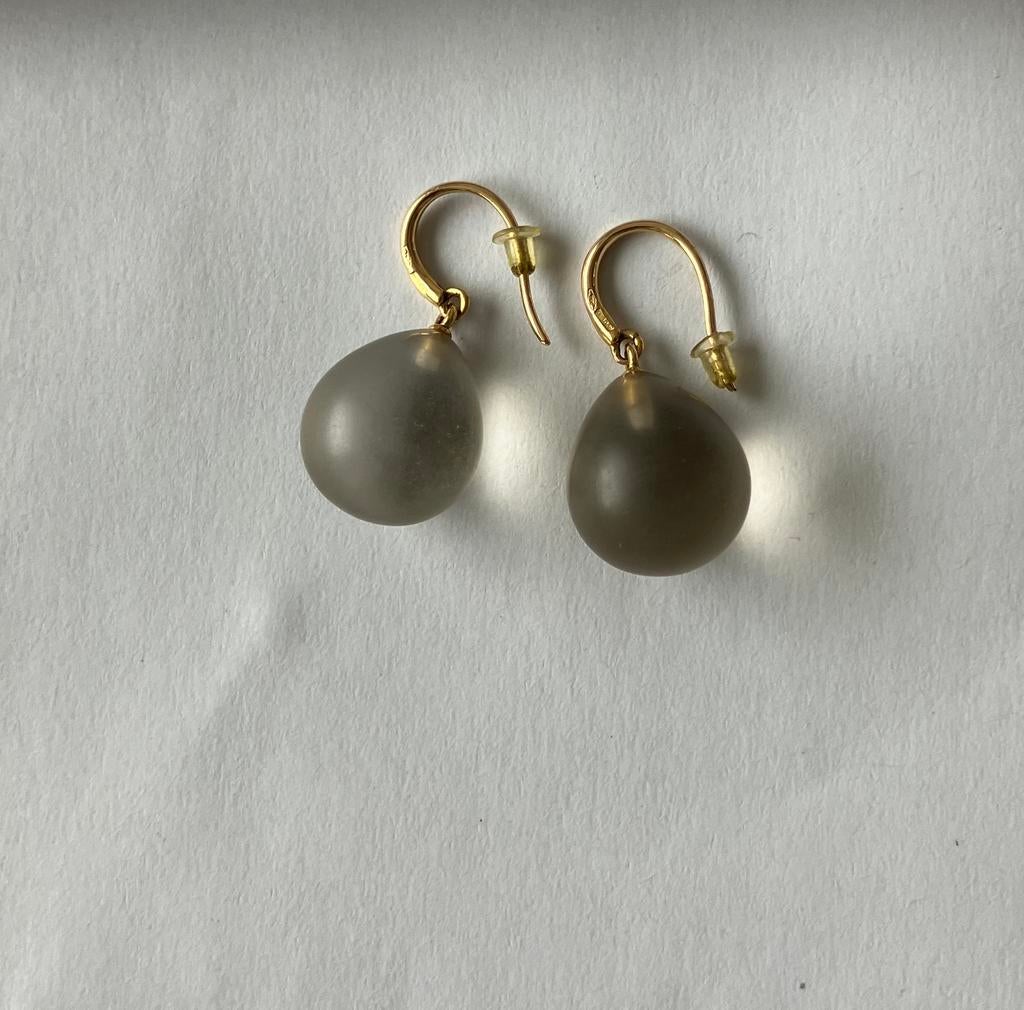 Oorbellen 18kt rosé goud en rookkwarts, Handtassen en Accessoires, Oorbellen, Ophalen, Hangers, Bruin, Zo goed als nieuw