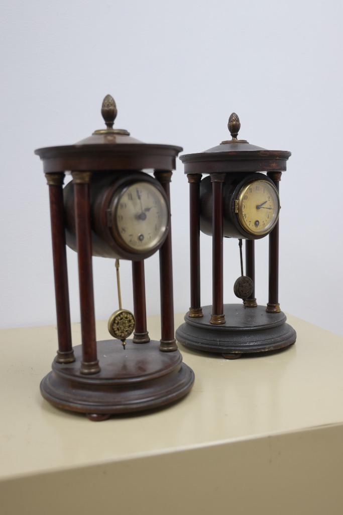 2X antieke klokken Napoleon zuilen 1900 horloge tafel KLOK, Ophalen