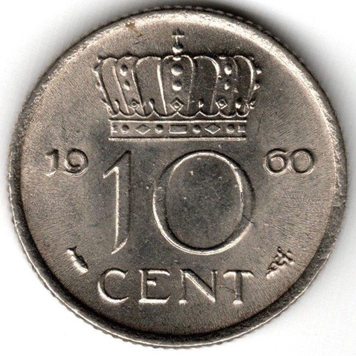 Nederland : 10 Cent 1960  KM#182  Ref 16357, Ophalen of Verzenden, Koningin Juliana, 10 cent, Losse munt
