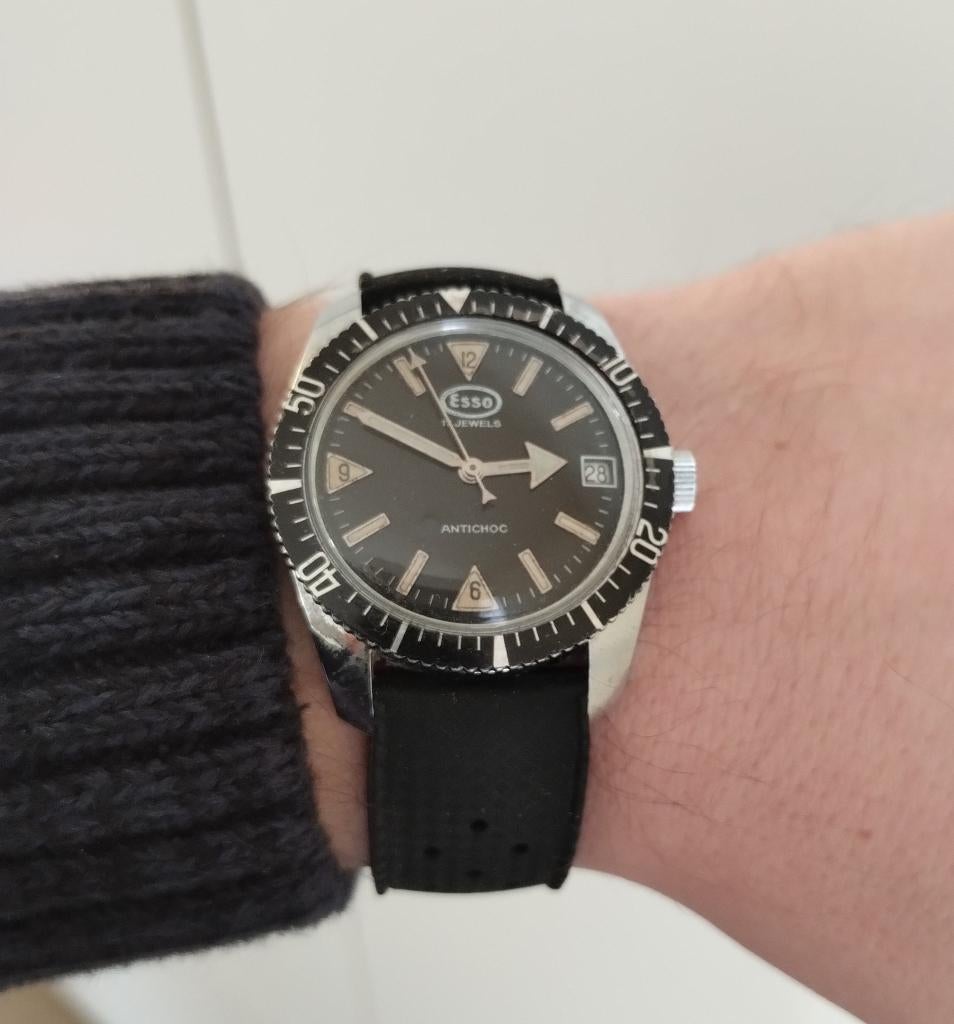 ESSO skindiver uit de jaren '60 (mechanisch horloge), Ophalen of Verzenden