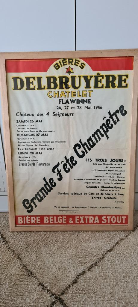 bieres delbruyere affiche 1959, Verzamelen, Merken en Reclamevoorwerpen, Ophalen of Verzenden
