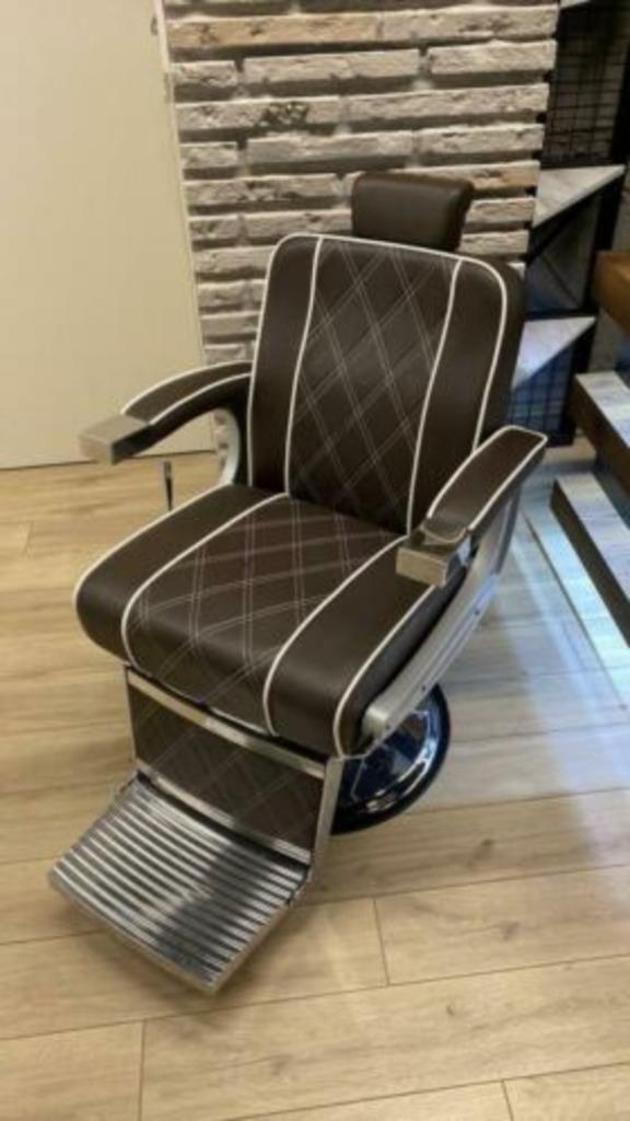Barbierstoel Bakla Brown/White heren barbier barber chair, Ophalen of Verzenden, Nieuw