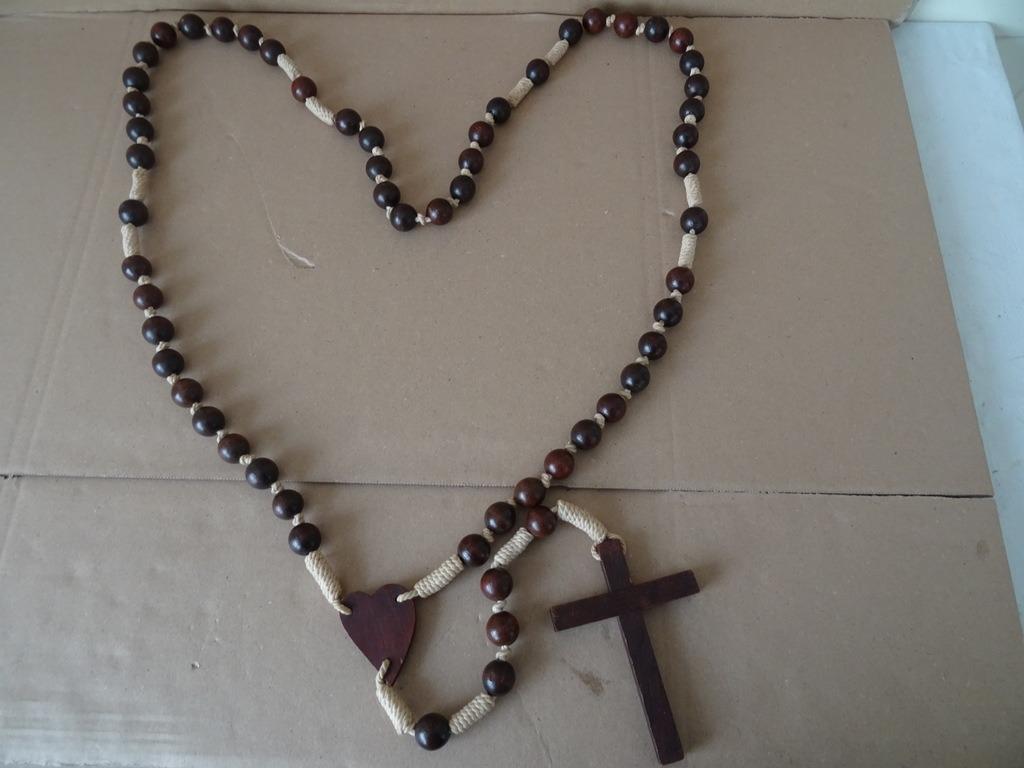 Grand chapelet en bois chapelet ancien chapelet grand 125cm, Enlèvement ou Envoi, Comme neuf, Autres types, Christianisme | Catholique