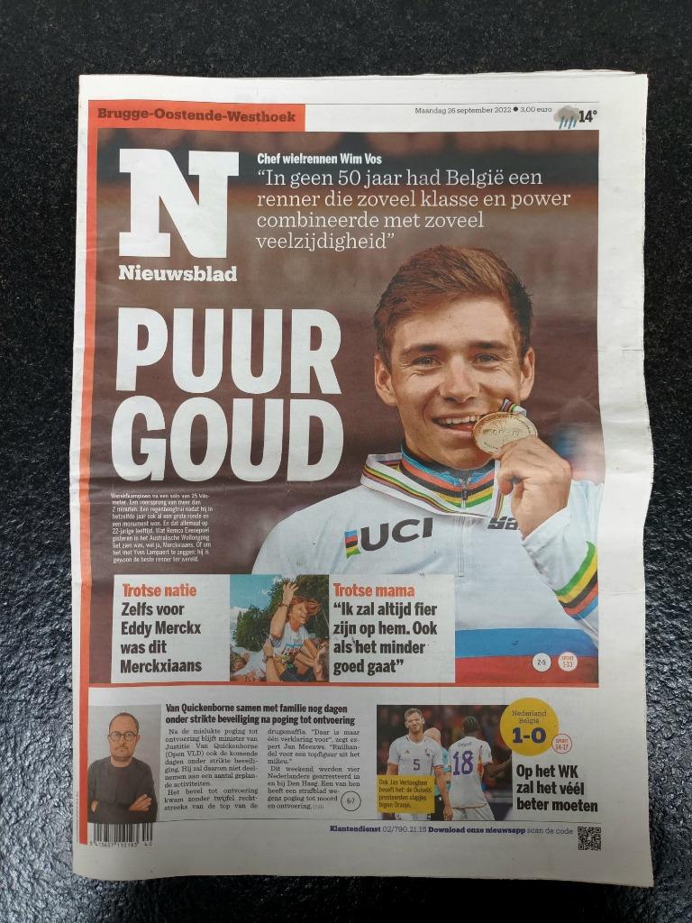 Remco Evenepoel - wereldkampioen 2022, Verzenden, Zo goed als nieuw, Sport en Vrije tijd