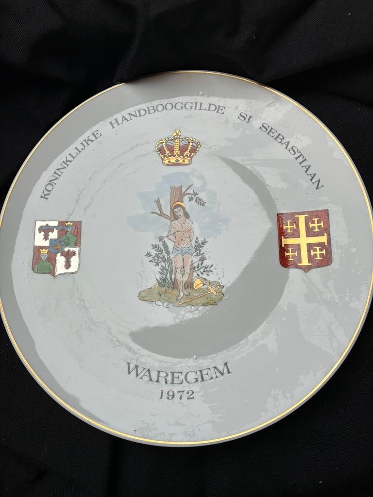 Waregem 1972 bord st Sebastiaan, Ophalen of Verzenden