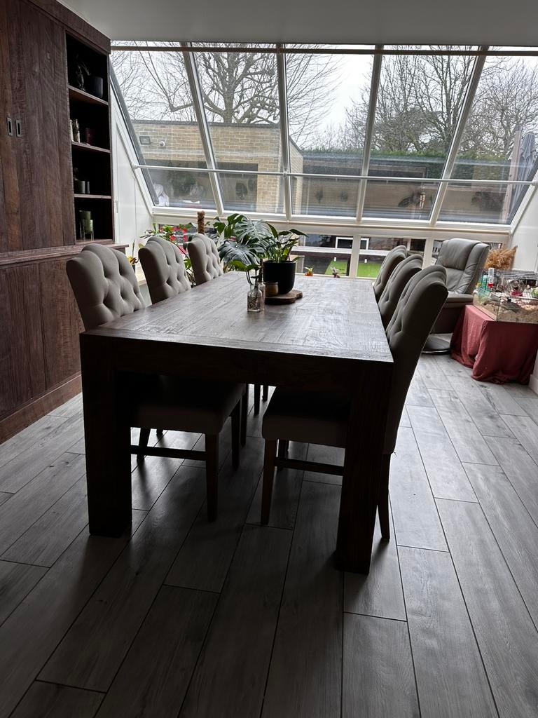6 stoelen, Ophalen, Gebruikt, Bruin, Stof