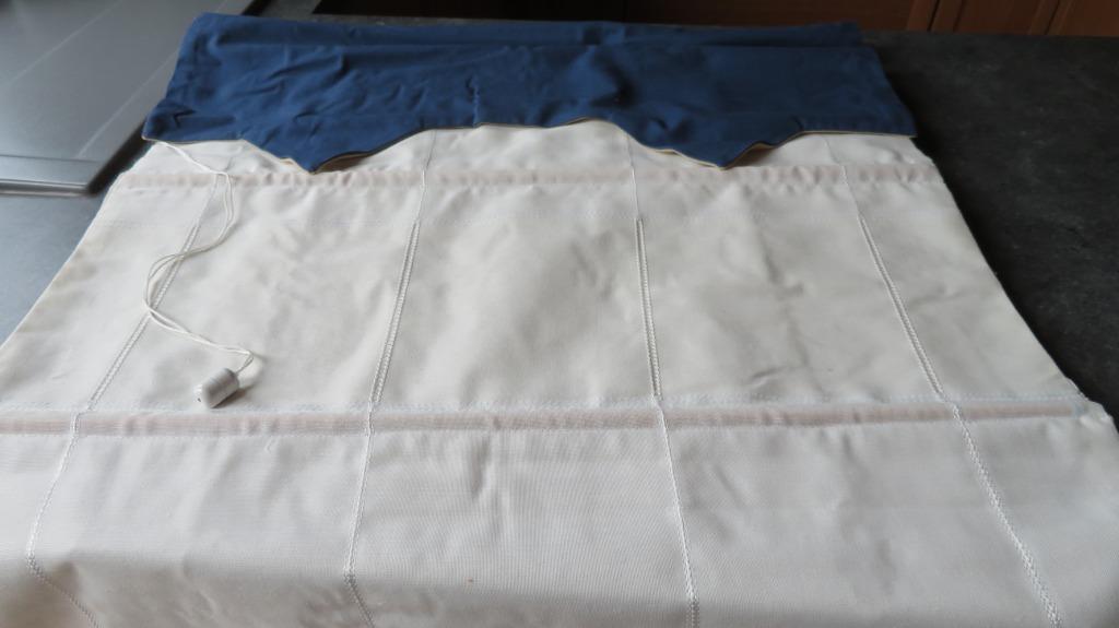 2x Stores "bateau" en lin blanc casé/crème/écru, Enlèvement, Neuf, Bleu