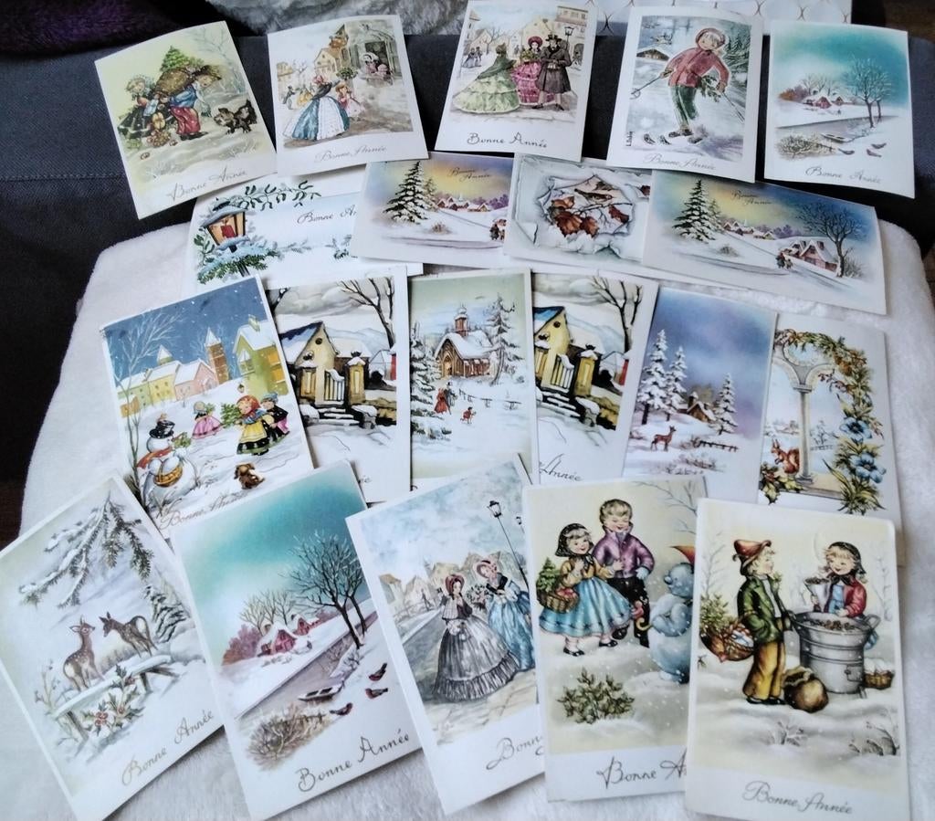 Vintage 20 cartes postales de 1970 avec leurs timbres, Collections, Enlèvement ou Envoi, 1960 à 1980, Affranchie, (Jour de) Fête