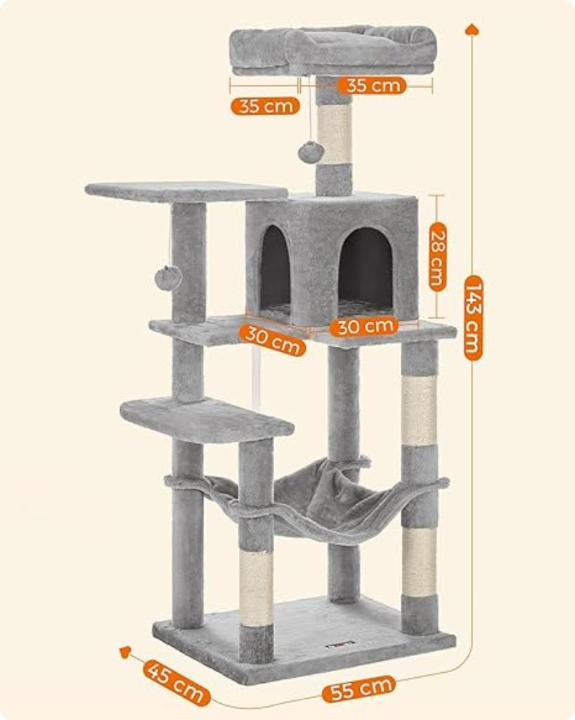 Krabpaal | kattenhuis | kattentoren | 143 cm | Nieuw, Dieren en Toebehoren, -, Verzenden, Nieuw, Krabpaal