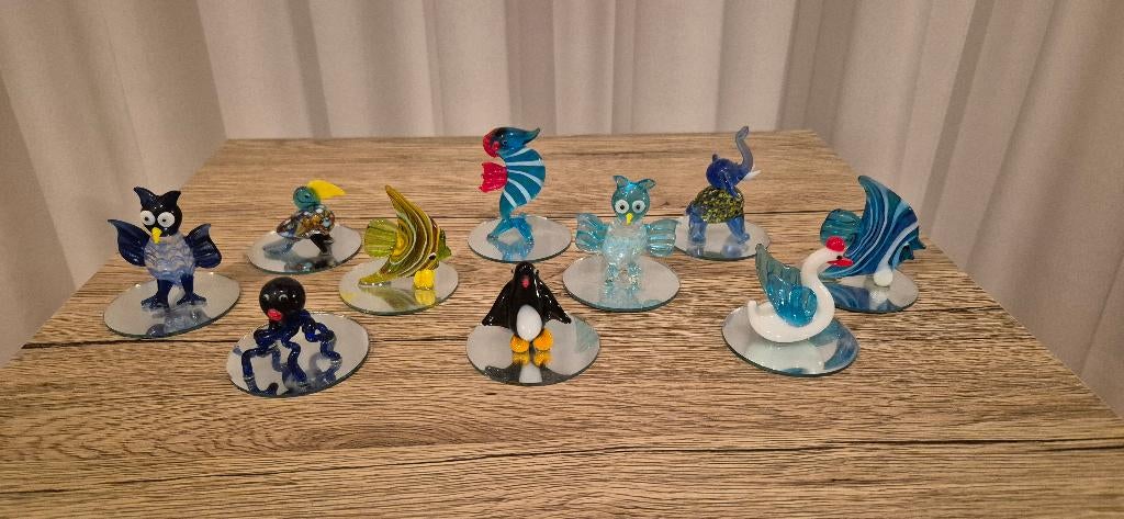 Set decoratieve glazen dierenfiguurtjes, Ophalen, Zo goed als nieuw