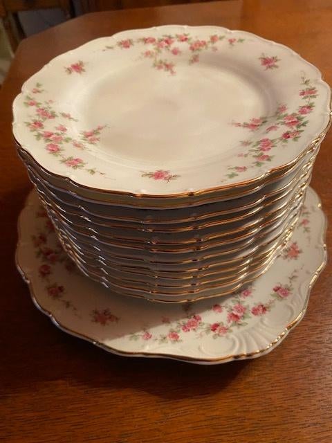 Vintage, 12 dessertborden en taartschotel, Ophalen