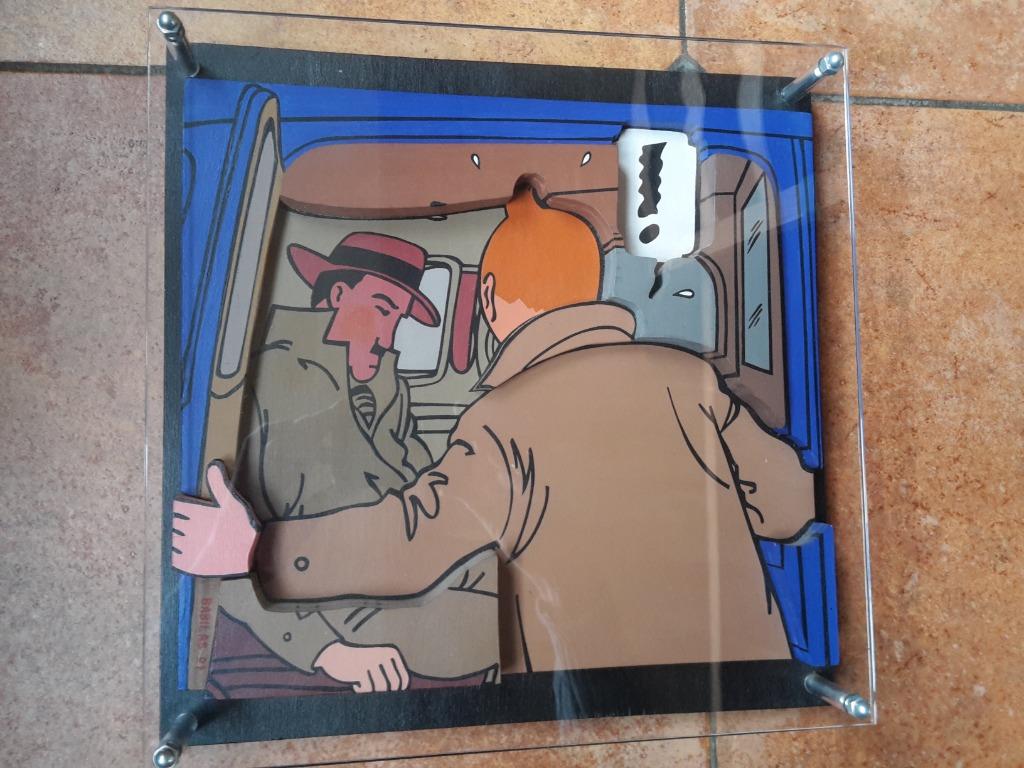 Tintin - huile sur bois relief - Signé Nicolas Babilas, Antiquités & Art, Enlèvement