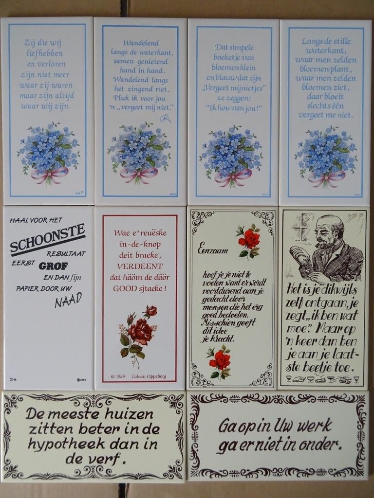 Carreaux carreau vintage avec citations 19 euros chacun 10x, Antiquités & Art, Curiosités & Brocante, Enlèvement ou Envoi