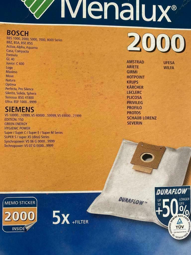 Stofzuigerzakken 4 stuks Menalux 2000 voor Bosch, Siemens..., Elektronische apparatuur, Ophalen of Verzenden, Nieuw, Stofzak, Overige typen