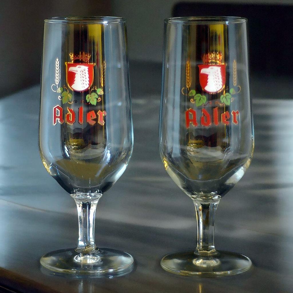 Adler bierglazen, Ophalen of Verzenden, Gebruikt, Bierglas