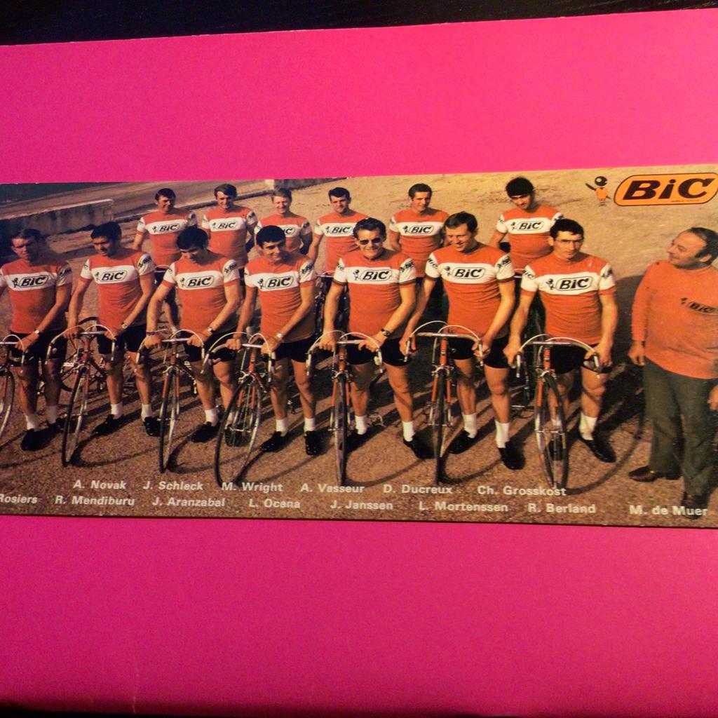 wielerkaart 1969 team bic  jacques anquetil   sels janssen, Verzenden, Zo goed als nieuw