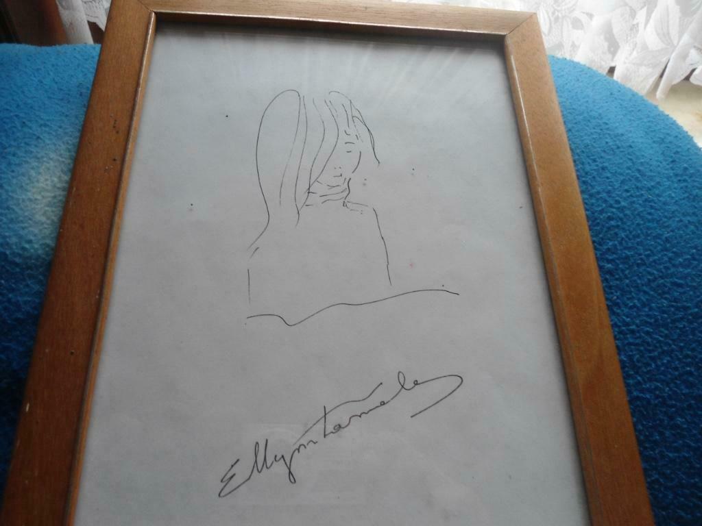 Ancien Dessin Original Signé  sous verre en Très bon état., Enlèvement ou Envoi
