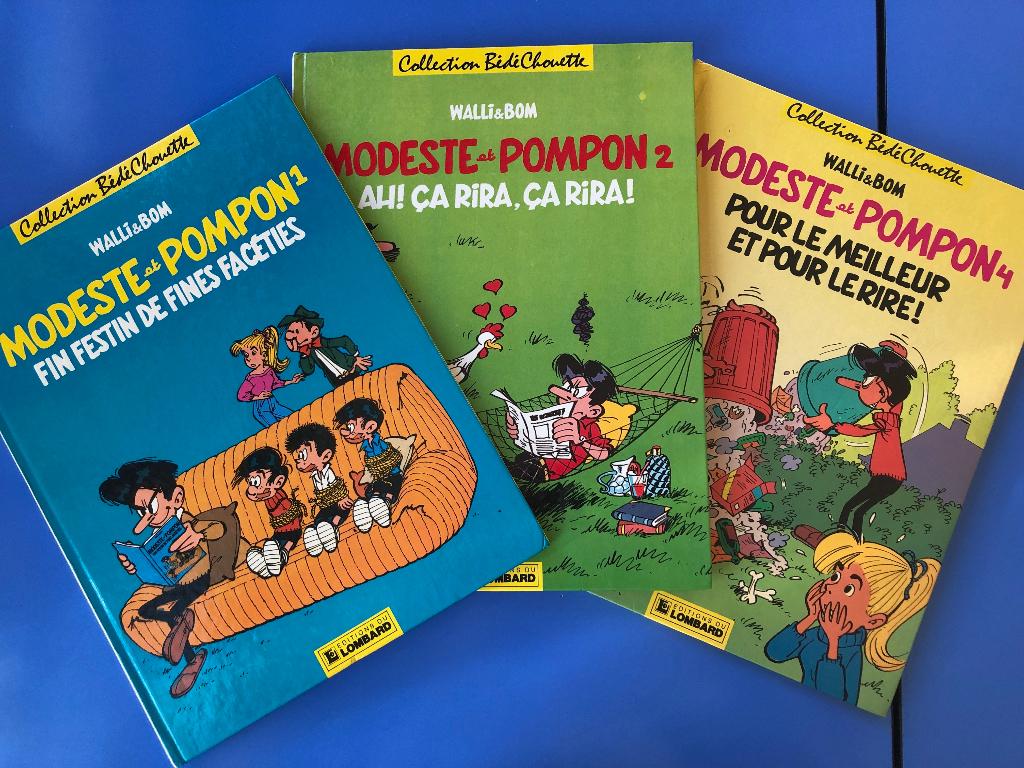 EO Modeste et Pompon 1+2+4 - Walli & Bom Lombard, Livres, Plusieurs BD, Walli - Bom, Enlèvement, Utilisé