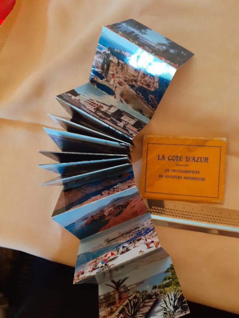 Vintage mini cartes souvenir en accordéon de la Cote d'Azur, Enlèvement, 1940 à 1960, Non affranchie, France