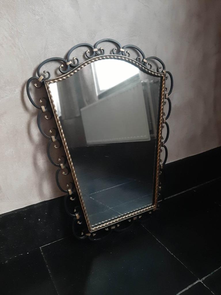 Miroir avec contours en fer forgé, Antiquités & Art, Enlèvement ou Envoi