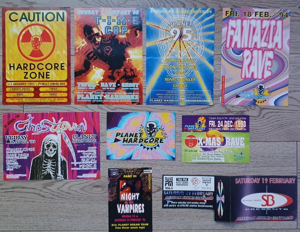 9 Flyers Planet Hardcore - Kabarka, Collections, Enlèvement ou Envoi, Utilisé, Autres types