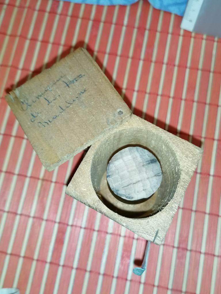 Recipiënt met houten transportbox medisch staal '50 Document, Antiek en Kunst, Ophalen of Verzenden