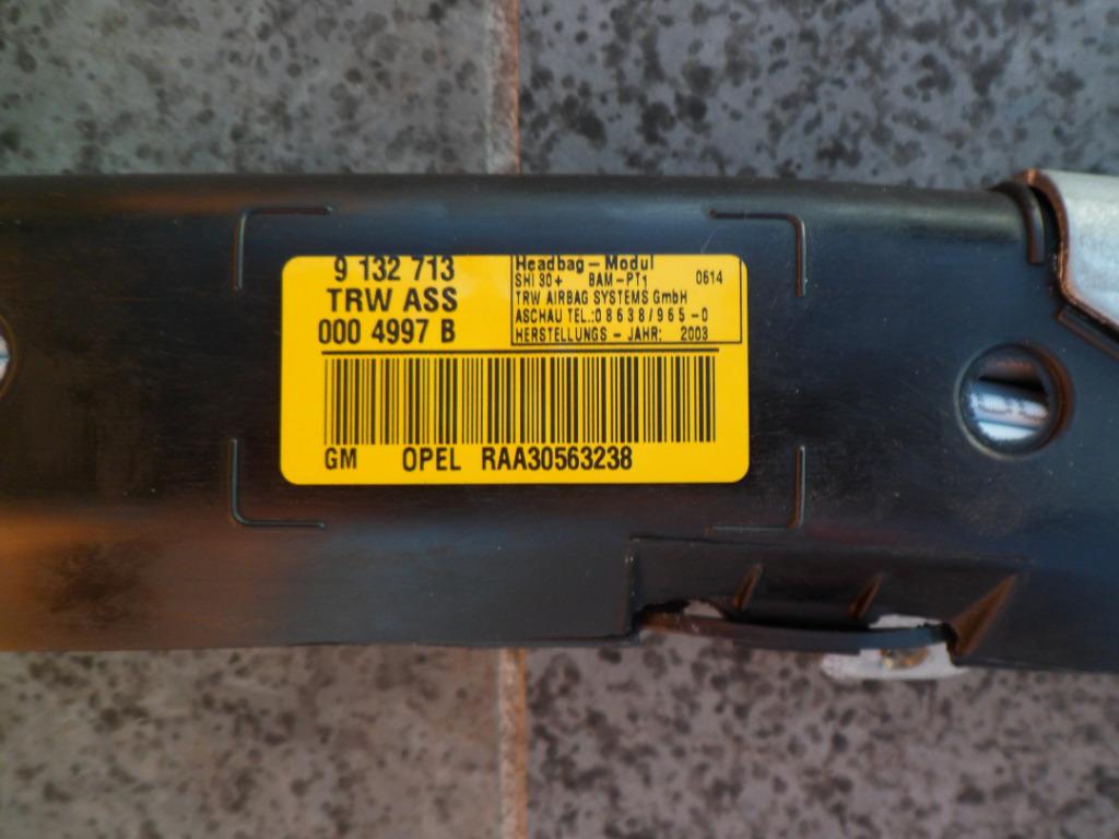 AIRBAG ASSY OPEL ASTRA G DAK/HEMEL RECHTS  9 132 713/9132713, Ophalen of Verzenden, Nieuw, Opel