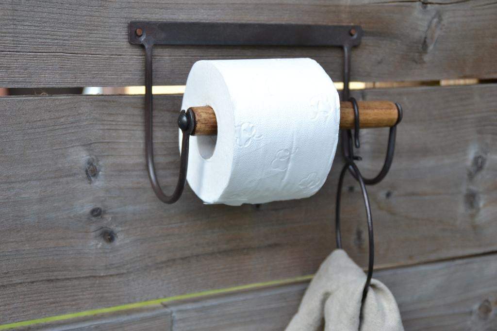 WC-ROLHOUDER MET HANDDOEK RING smeedijzer Landelijk stoer, Huis en Inrichting, Ophalen of Verzenden, Nieuw, Overige kleuren, Overige typen