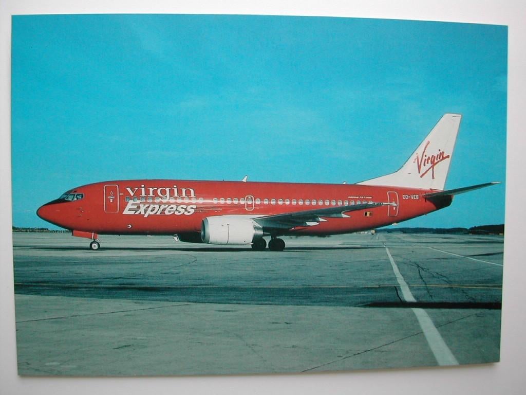 Carte postal Virgin Express #04 Boeing 737-36M OO-VEB Sabena, Enlèvement ou Envoi, Neuf, Carte, Photo ou Gravure