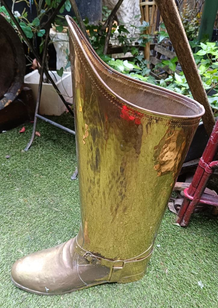 Koperen ridders laars paraplubak te koop., Ophalen of Verzenden, Koper