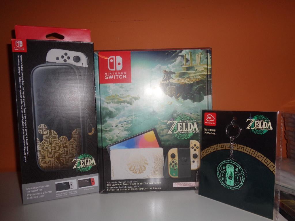 neuf, nintendo switch oled zelda totk + housse officiel, Enlèvement, Neuf, Avec 2 manettes, Switch OLED
