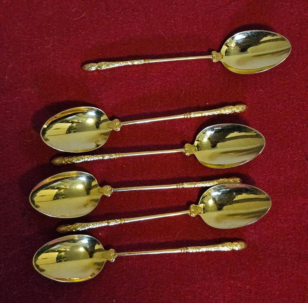 6 vintage gouden lepels — Christofle-stijl, Ophalen of Verzenden