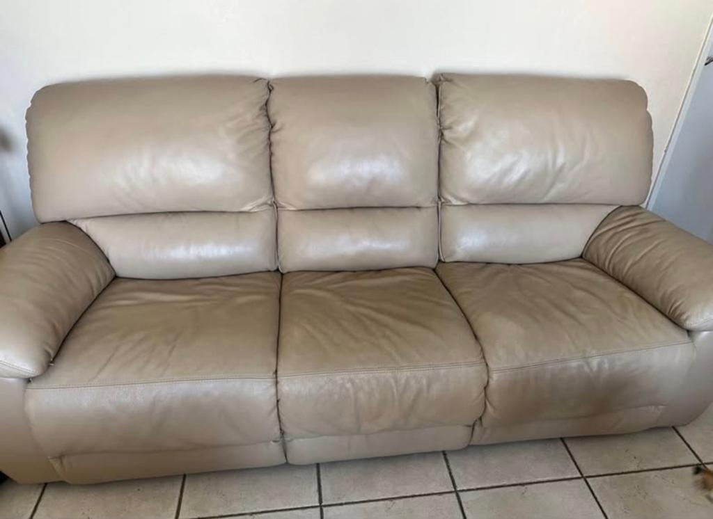 Lederen salon met relax, Huis en Inrichting, Ophalen, Zo goed als nieuw