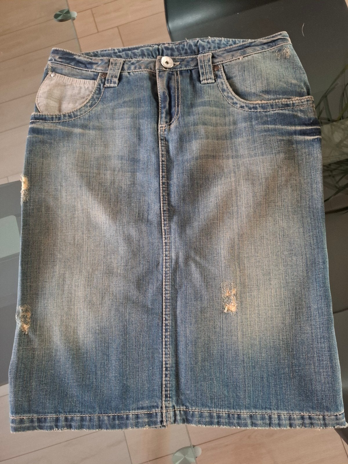 AB/Soul S 36 38 spijkerrok met kniekousen, Kleding | Dames, Rokken, Blauw, Zo goed als nieuw, Knielengte, Maat 36 (S)
