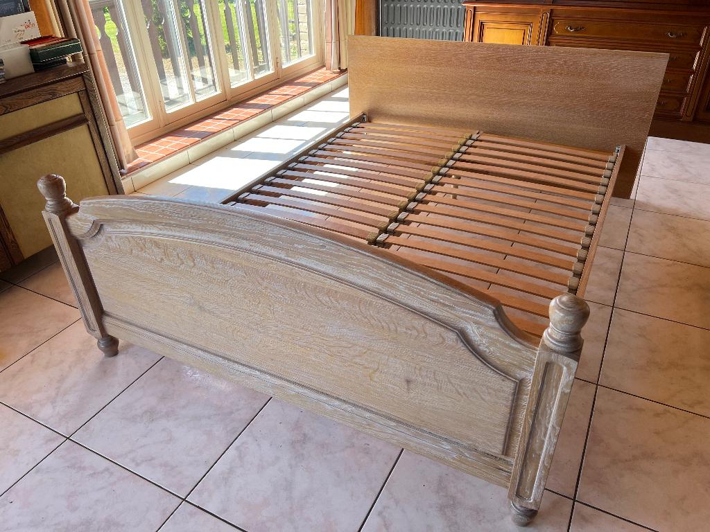 Lit en chêne, 140 cm, Enlèvement, Utilisé, 200 cm