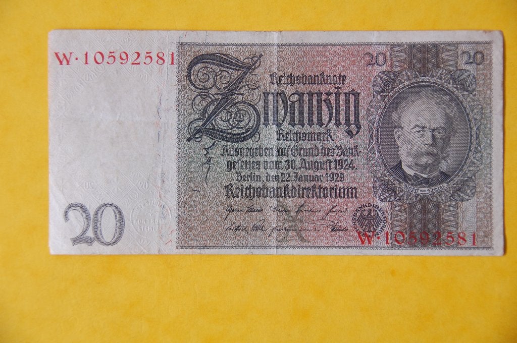 Deutsches REICH : 20 Mark 1929 W en très bon état, Envoi, Allemagne, Billets en vrac