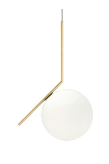 Suspension Flos IC Lights S2 – laiton et verre opalin Ø30 cm, Enlèvement, Design, Verre, E27 (grand)