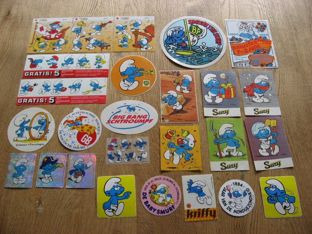 Toutes sortes d'autocollants vintage Schtroumpfs Peyo, Enlèvement, Neuf, Bande dessinée ou Dessin animé