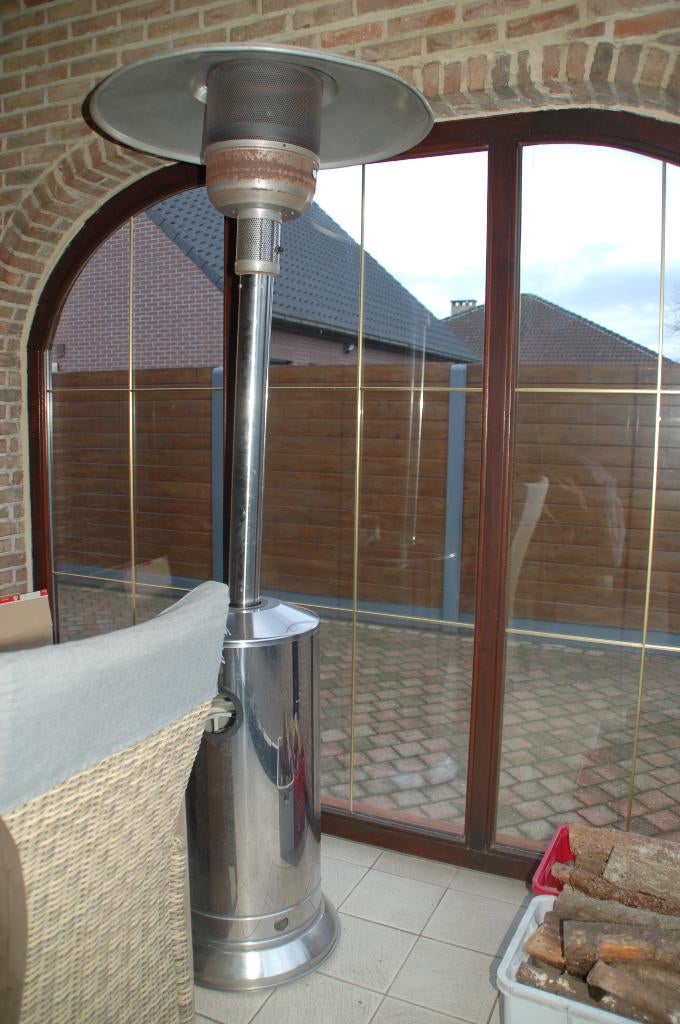 staande terrasverwarmer 220 cm hoog , uit inox, Ophalen, Gebruikt, Gas, Vloer