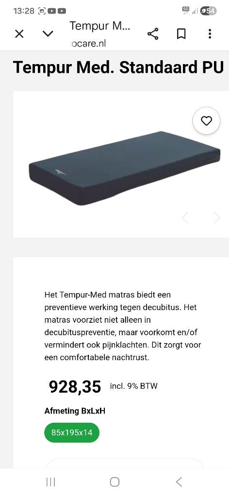 Tempur Med matras nieuwstaat, Diversen, Verpleegmiddelen, Ophalen, Zo goed als nieuw
