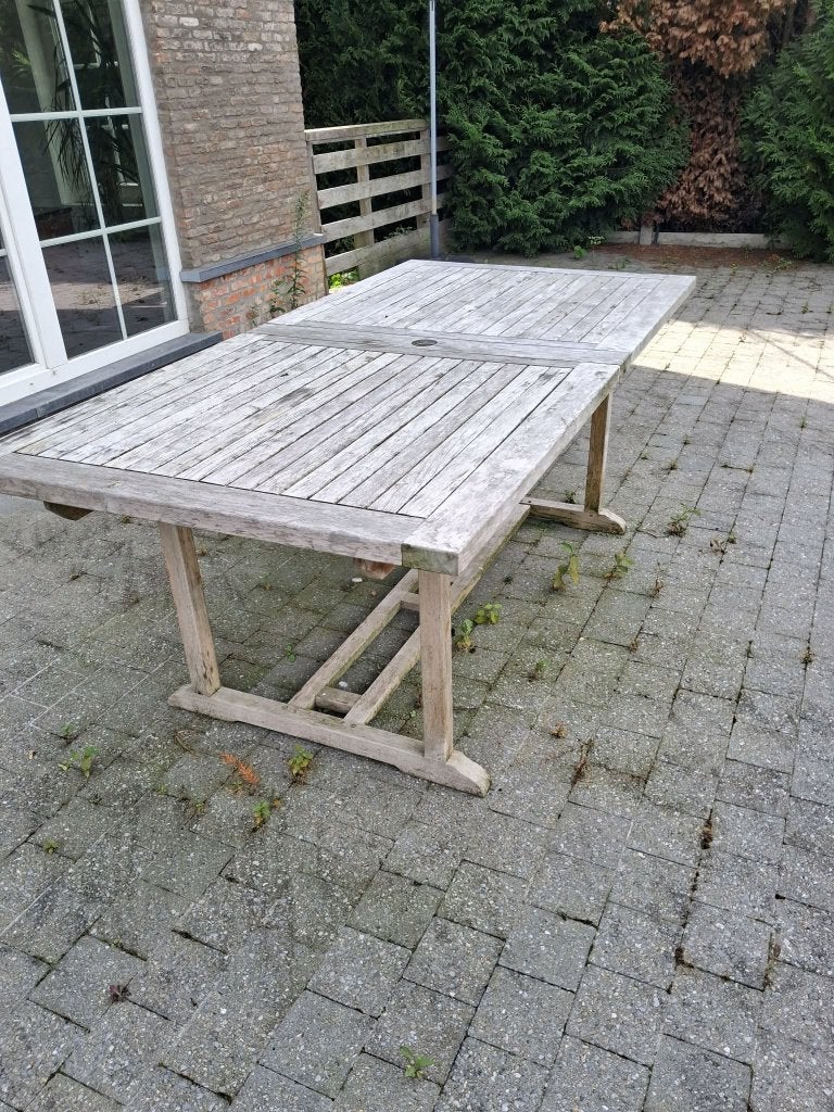 teakhouten tuintafel, Tuin en Terras, Ophalen, Gebruikt, Rechthoekig, Hout
